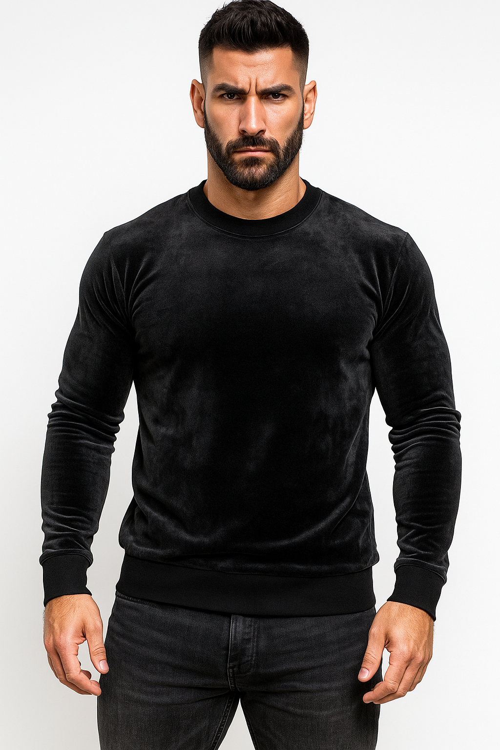 Vigange Black Velvet Luxe Sweatshirt