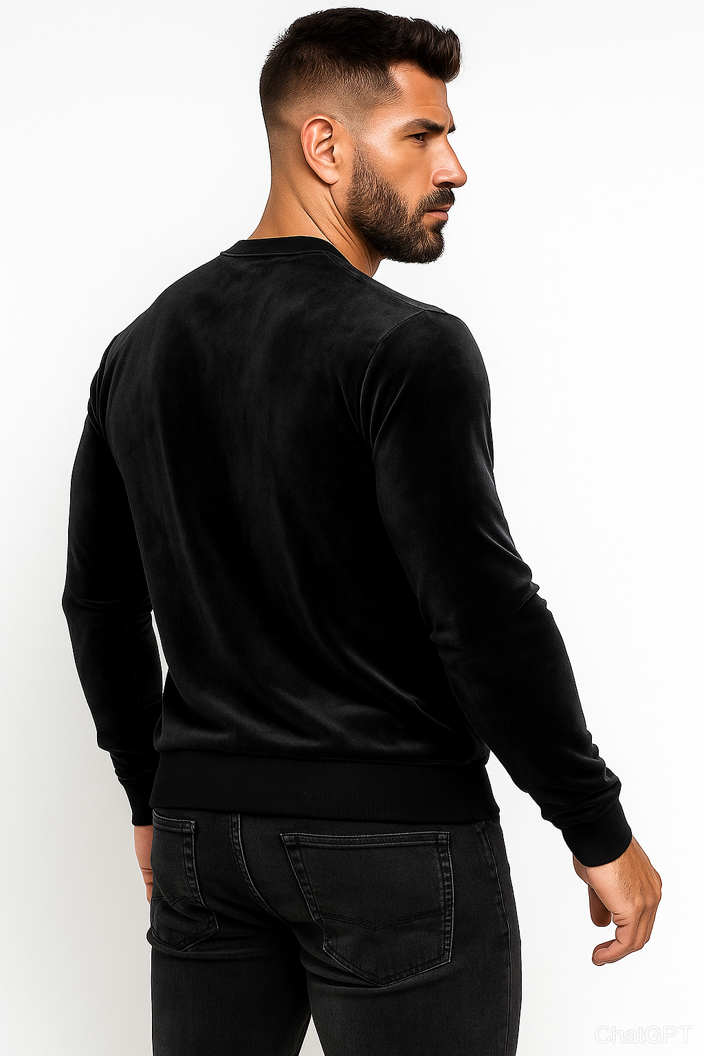 Vigange Black Velvet Luxe Sweatshirt - imagine 2