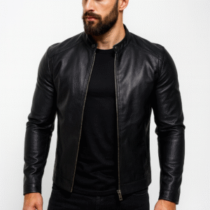 Vigange Black Leather Jacket